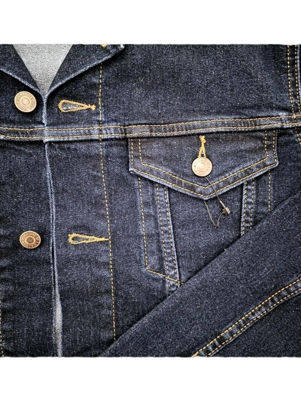 Signature Levi Strauss & Co. Dark Denim Trucker Classic Jean Jacket Sz. SM New